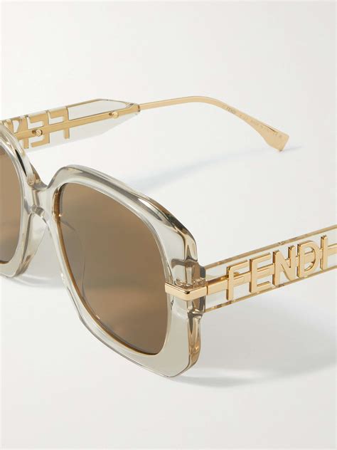 fendi multi-layered two-tone square plastic sunglasses brown|Fendi Can Eye Two.